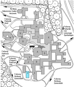 Lageplan des Y-Gebäudes auf dem Campus